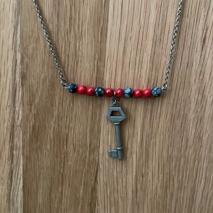 2 for $32 / Delicate wire of gemstone beads with key necklace